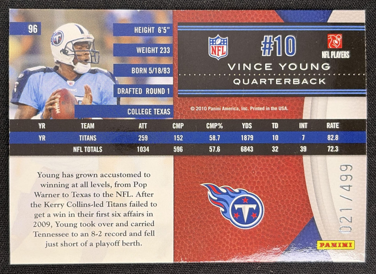 Vince Young 2010 Panini Limited /499 Titans Sports Trading Card