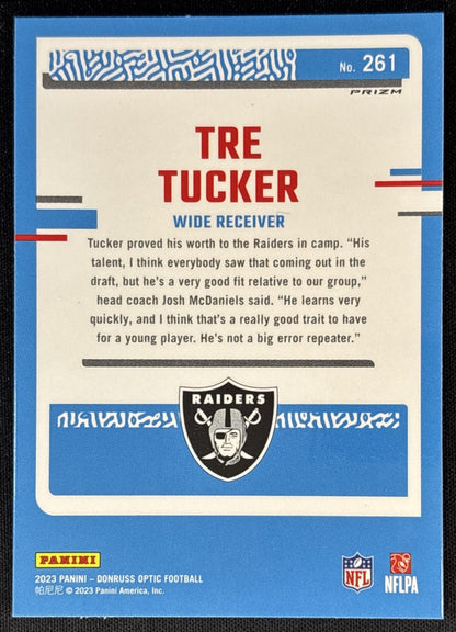 Tre Tucker 2023 Panini Donruss Optic Blue Hyper Prizm Raiders