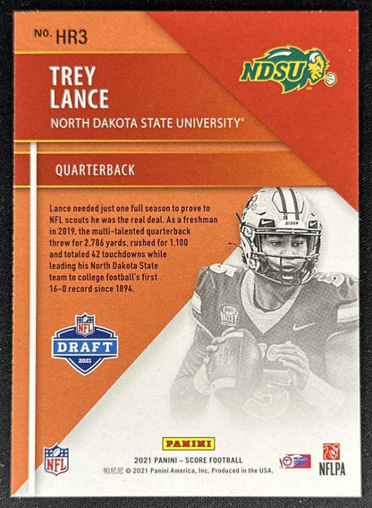 Trey Lance 2021 Panini Score Hot Rookies back