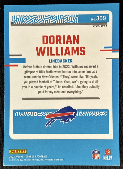 Dorian Williams 2023 Panini Donruss Optic Rated Rookie Preview Pink Prizm Bills