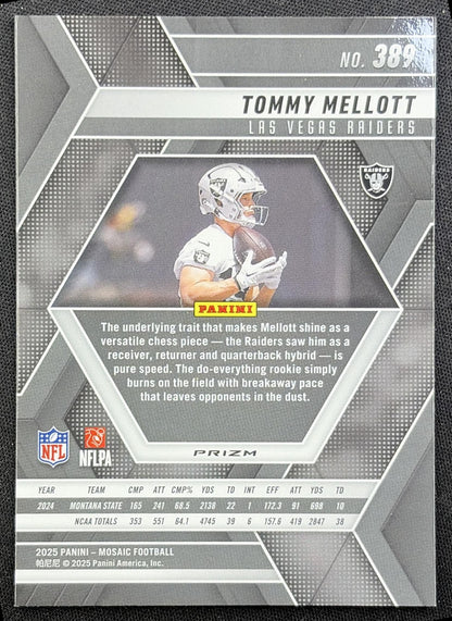 Tommy Mellott 2025 Panini Mosaic Rookies No Huddle Silver Prizm Raiders