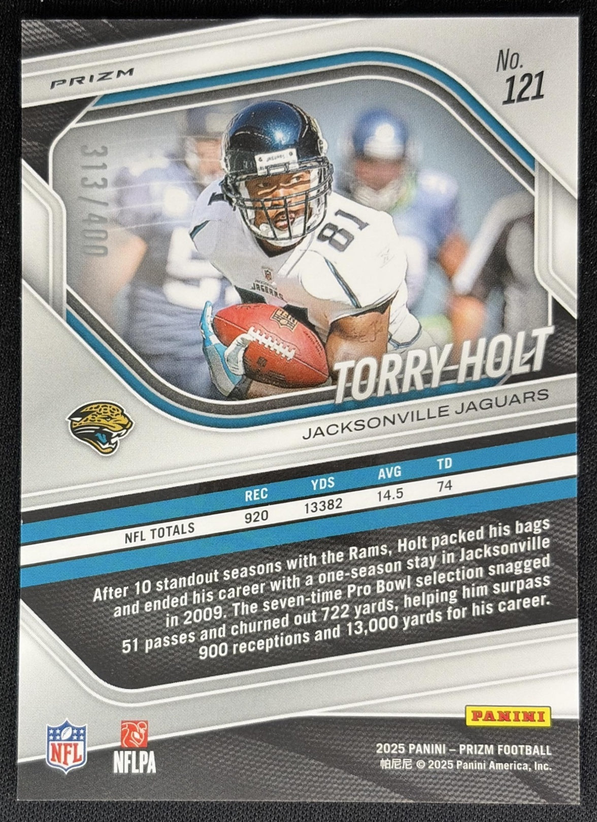 Torry Holt 2025 Panini Prizm Pandora /400 Jaguars back