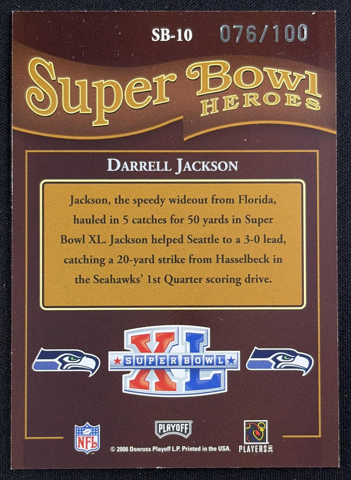 Darrell Jackson 2006 Playoff Prestige Super Bowl Heroes Seahawks