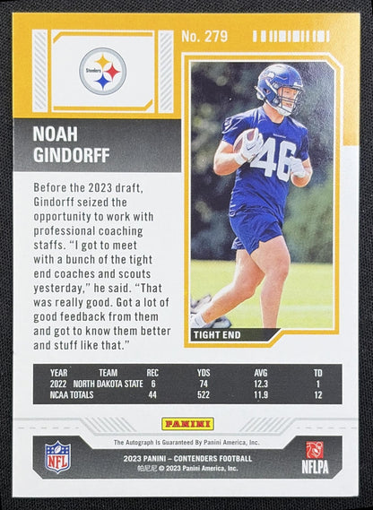 Noah Gindorff 2023 Panini Contenders Rookie Ticket Auto Steelers