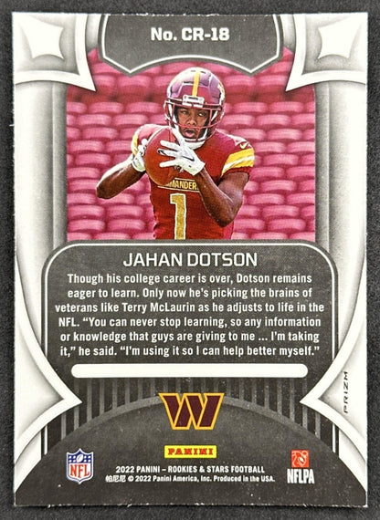 Jahan Dotson 2022 Panini Rookies & Stars Crusade Silver Commanders back