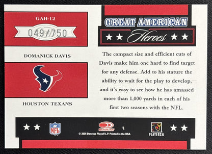 Domanick Davis 2005 Leaf Rookies & Stars Great American Heroes White /750 Texans Houston Texans Sports Trading Cards