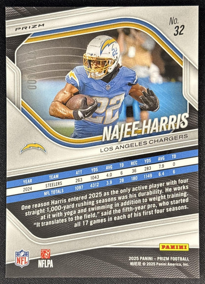 Najee Harris 2025 Panini Prizm Pandora /400 Chargers back