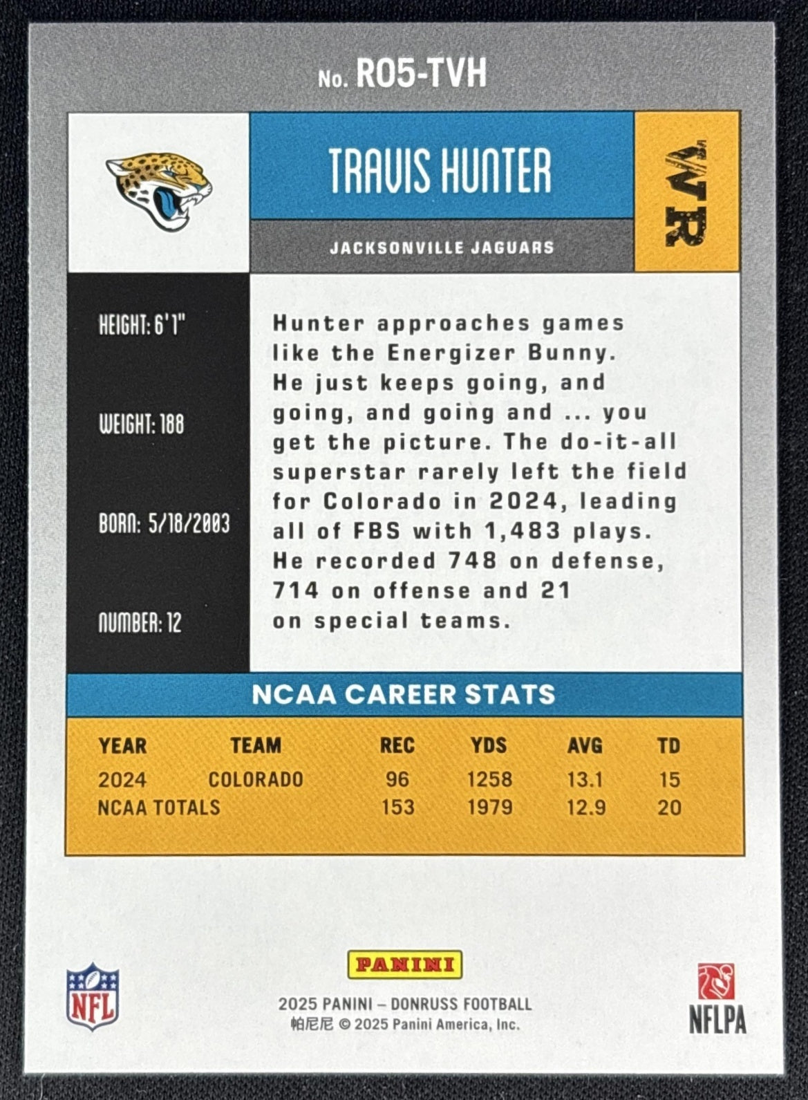 Travis Hunter 2025 Panini Donruss Retro 2005 Jaguars