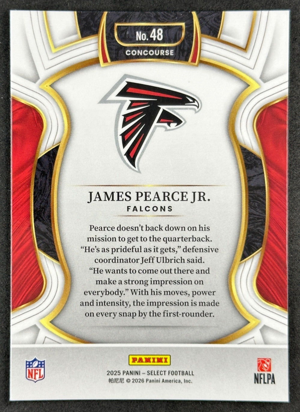James Pearce Jr. 2025 Select Concourse Falcons Football Card