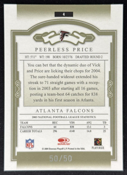 Peerless Price 2004 Donruss Classics Timeless Tributes Green /50 Falcons Sports Trading Card