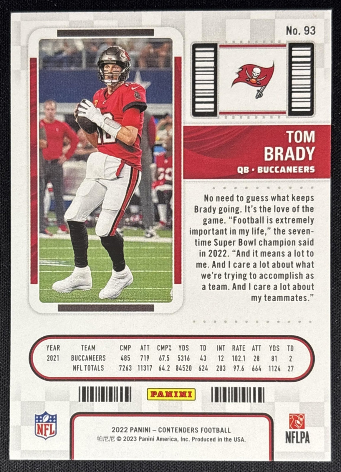 Tom Brady 2022 Panini Contenders Buccaneers Sports Trading Cards