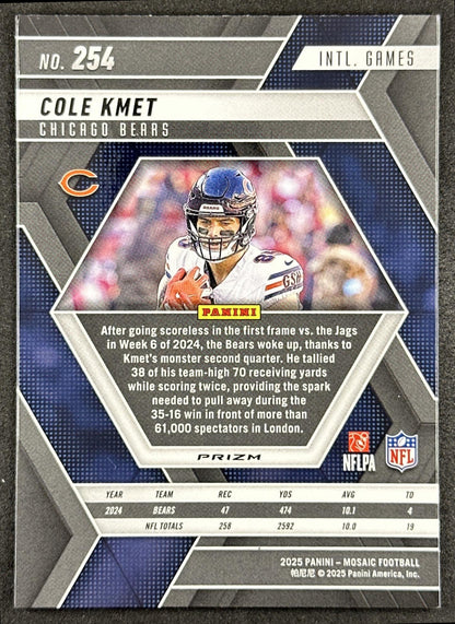 Cole Kmet 2025 Panini Mosaic International Games Reactive Purple Bears