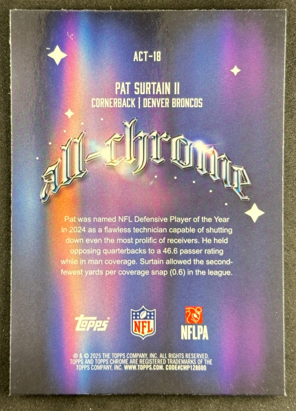 Pat Surtain II 2025 Topps Chrome All Team Broncos Sports Trading Cards