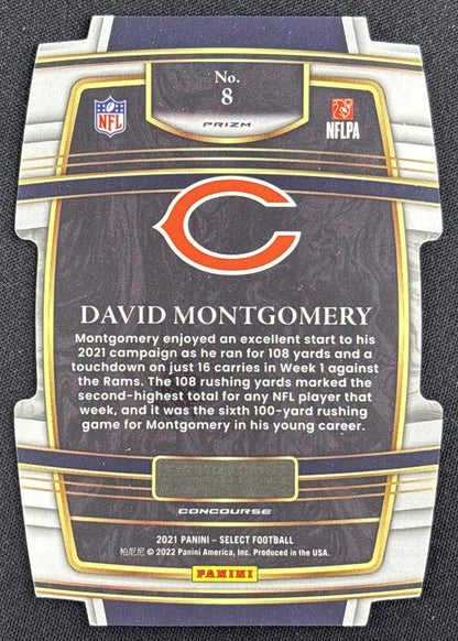 David Montgomery 2021 Panini Select Black and Gold Prizm Die Cut Bears