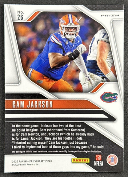 Cam Jackson 2025 Panini Prizm Draft Picks Purple Wave Gators Panthers
