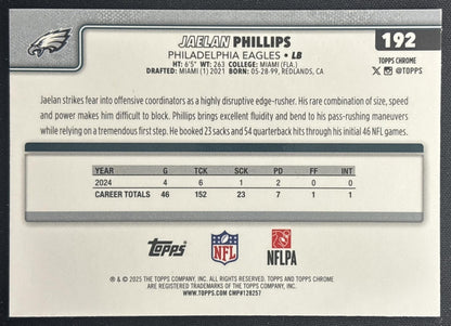 Jaelan Phillips 2025 Topps Chrome Purple Wave Refractor /75 Eagles back