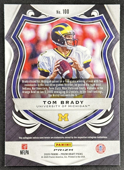 Tom Brady 2020 Panini Prizm Draft Picks Prizms Silver Wolverines Patriots Back