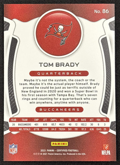 Tom Brady 2021 Panini Certified Mirror Red /99 Buccaneers - back