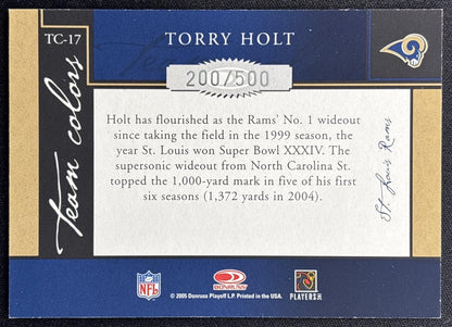 Torry Holt 2005 Donruss Classics Team Colors Silver /500 Rams back