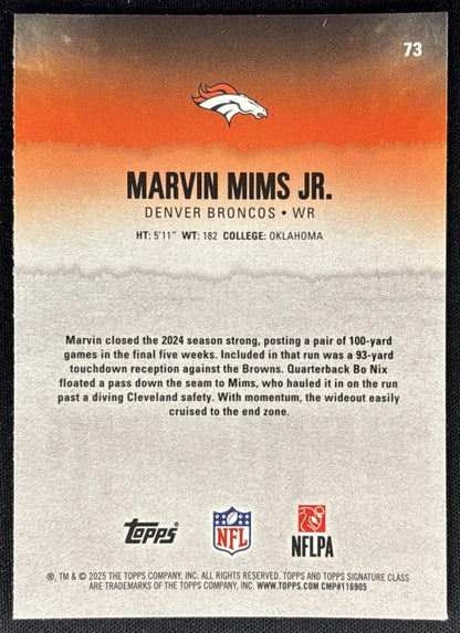 Marvin Mims Jr. 2025 Topps Signature Class Chrome Veteran Broncos Sports Trading Cards