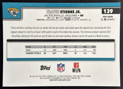 Travis Etienne Jr. 2025 Topps Chrome Jaguars Sports Trading Cards