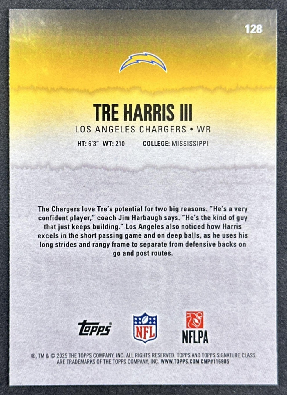 Tre Harris III 2025 Topps Signature Class Chrome Rookie Chargers
