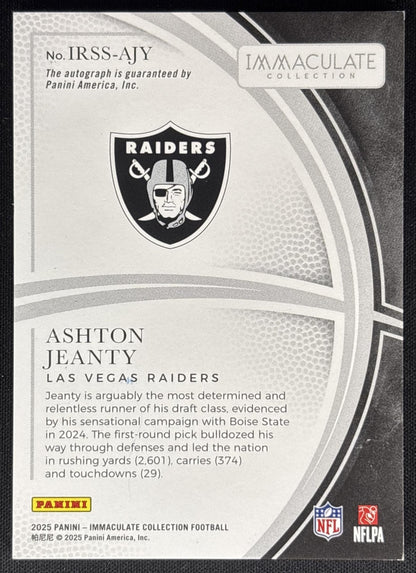 Ashton Jeanty 2025 Immaculate Collection Rookie Shadowbox Signatures /49 Raiders Sports Trading Card
