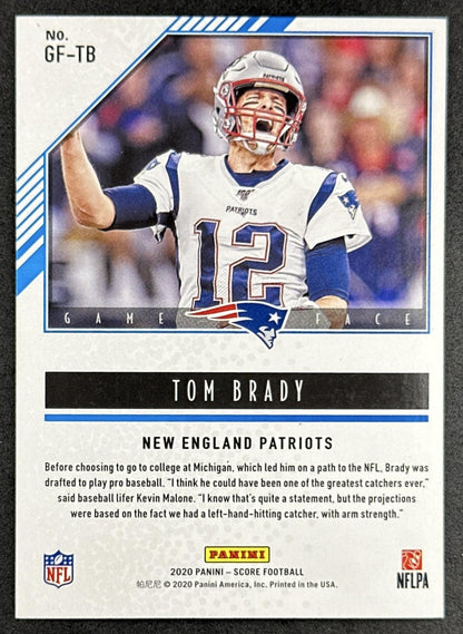 Tom Brady 2020 Panini Score Game Face Patriots back
