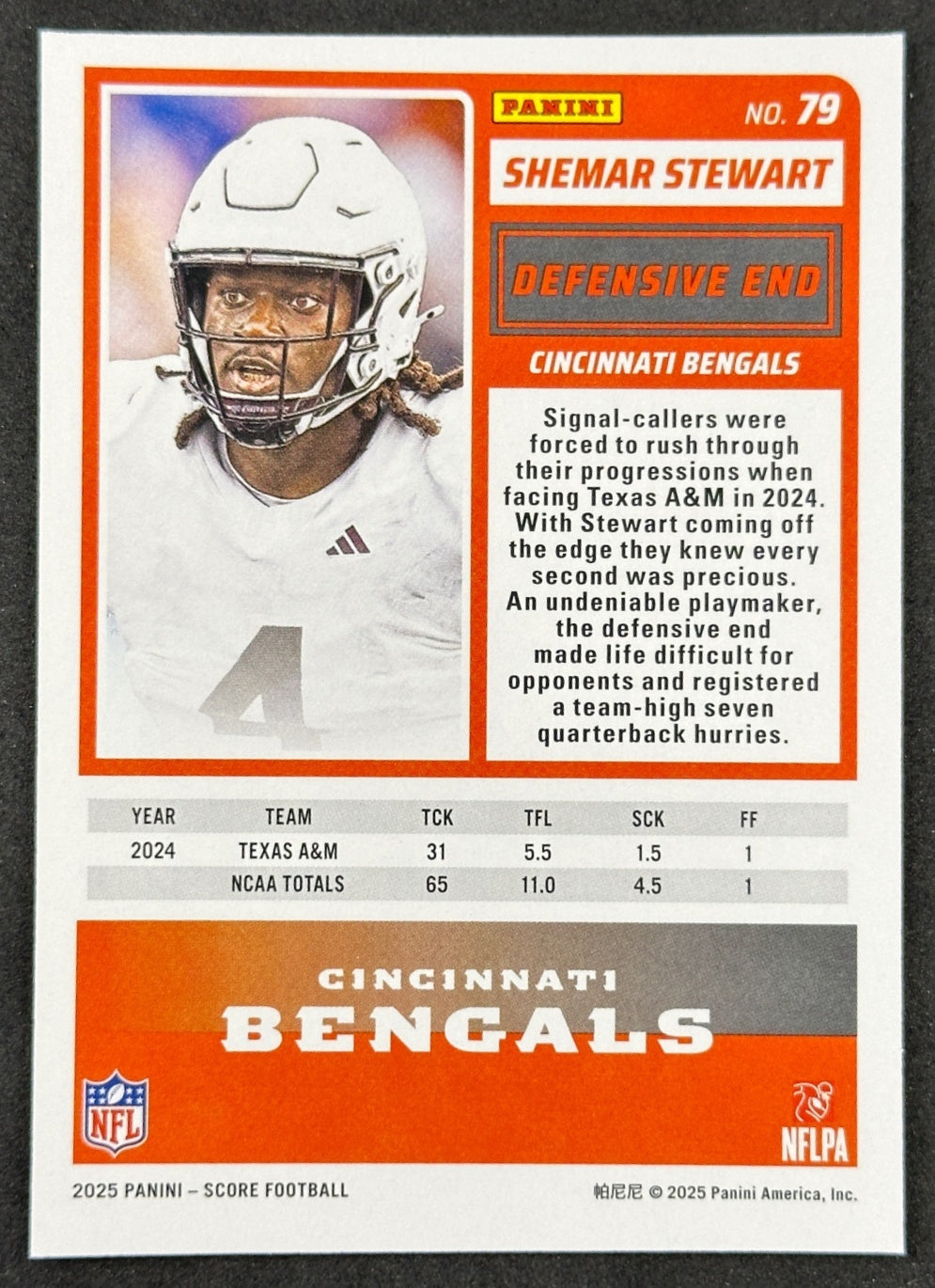 Shemar Stewart Score Rookie Cincinnati Bengals Sports Trading Cards