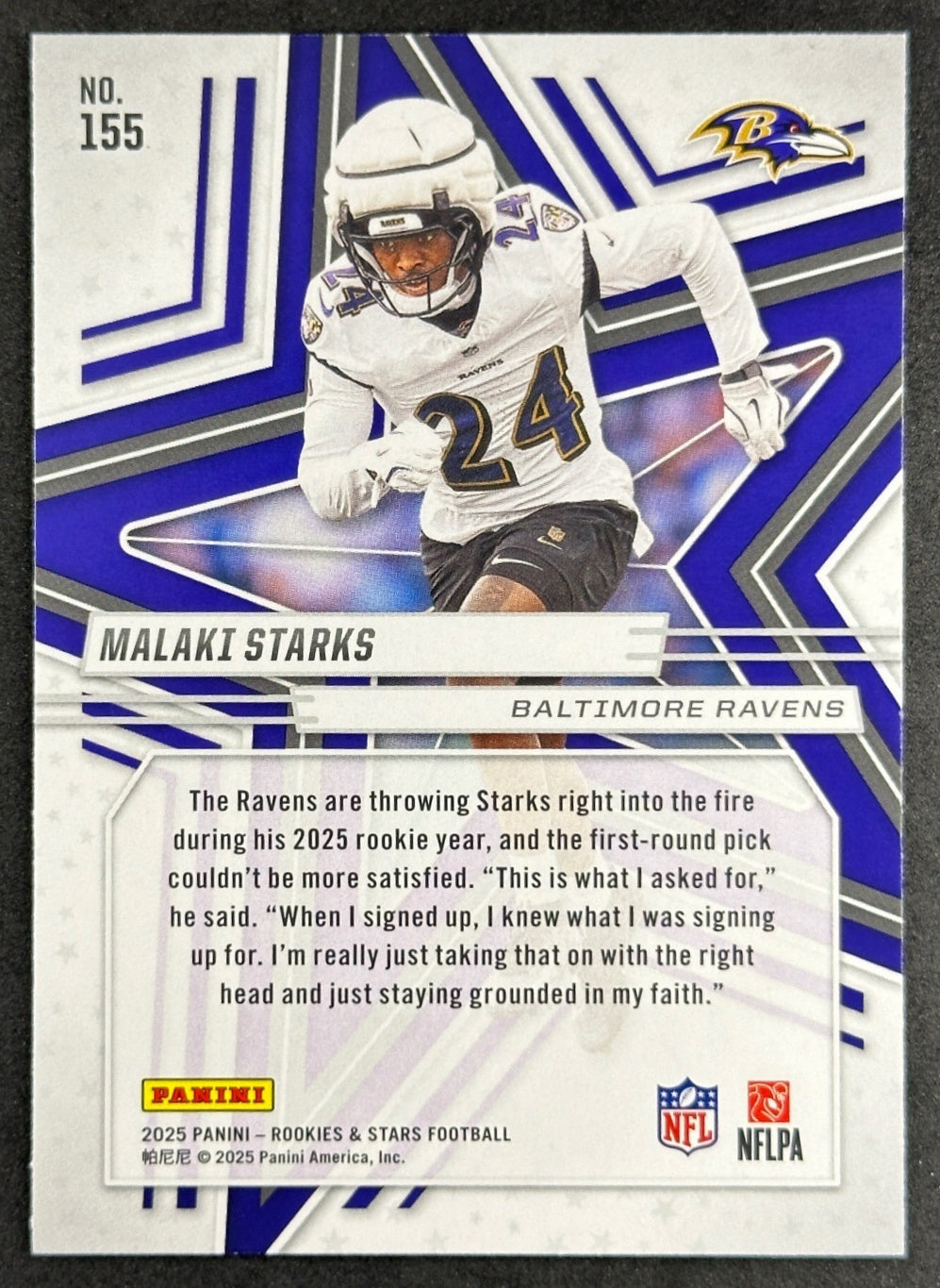 Malaki Starks 2025 Panini Rookies & Stars Ravens Sports Trading Cards