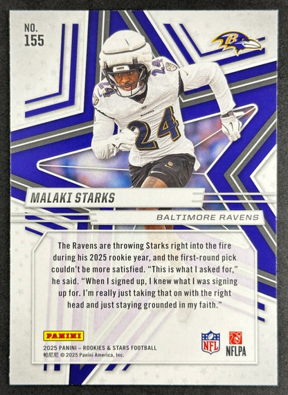 Malaki Starks 2025 Panini Rookies & Stars Ravens Sports Trading Cards