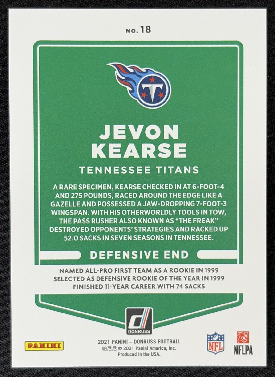 Jevon Kearse 2021 Panini Donruss Press Proof Premium Titans - Tennessee Titans