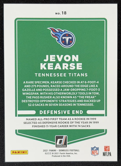 Jevon Kearse 2021 Panini Donruss Press Proof Premium Titans - Tennessee Titans