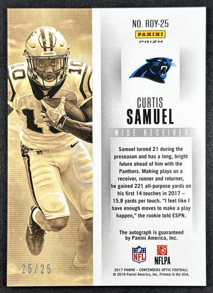 Curtis Samuel 2017 Panini Contenders Optic Rookie of the Year Auto /25 Panthers Sports Trading Cards