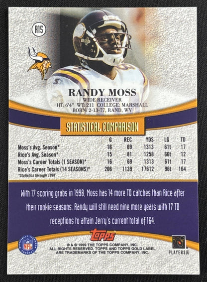 Randy Moss 1999 Topps Gold Label Race to... Vikings Sports Trading Card