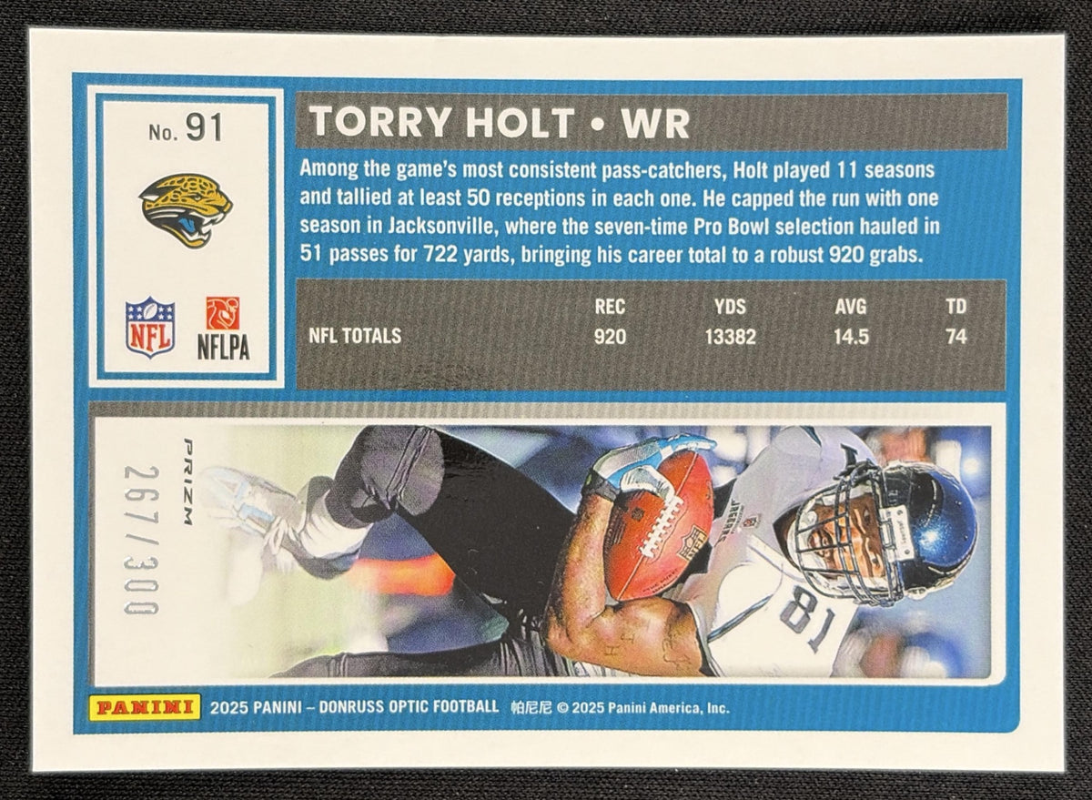 Torry Holt 2025 Panini Donruss Optic Wave Prizm /300 Jaguars back