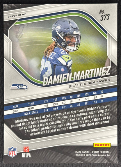 Damien Martinez 2025 Prizm Green Flash Seahawks Sports Trading Card