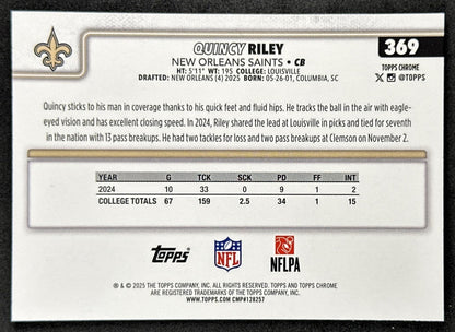 Quincy Riley 2025 Topps Chrome Sapphire Saints Sports Trading Cards