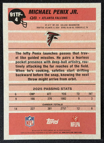 Michael Penix Jr. 2026 Topps 1991 Falcons back