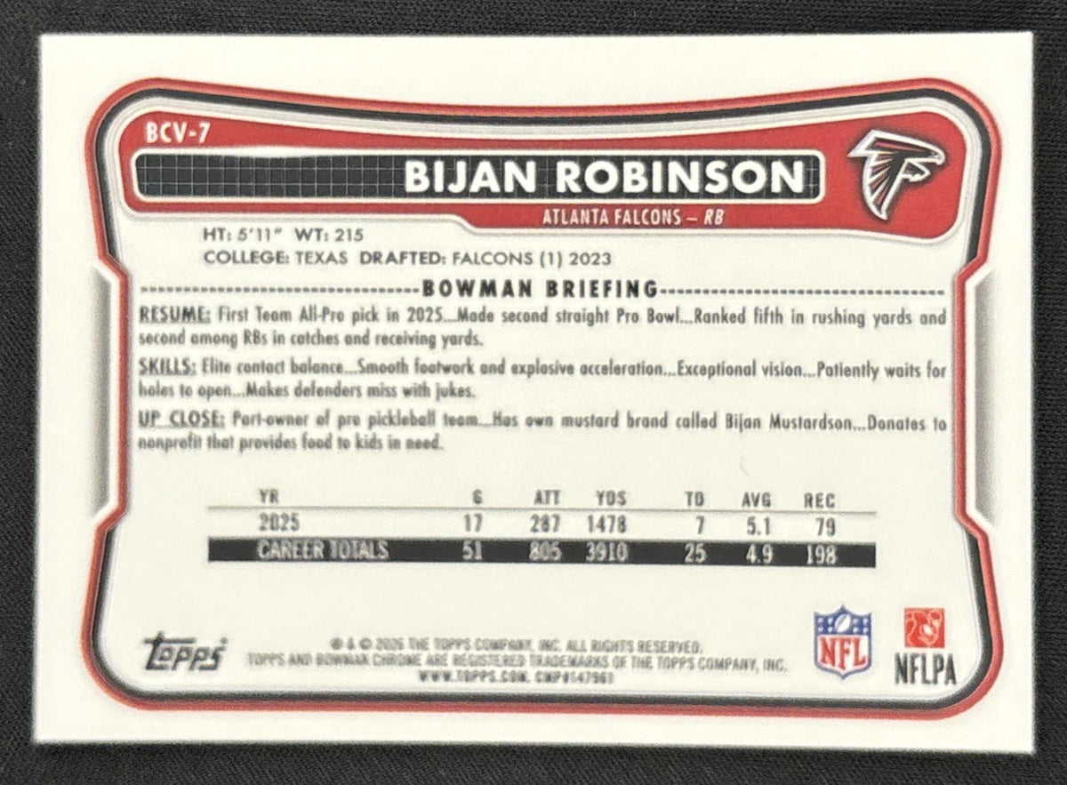 Bijan Robinson 2026 Bowman Chrome NFL Mojo Refractor Falcons