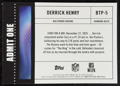 Derrick Henry 2026 Topps Big Ticket Players Ravens back