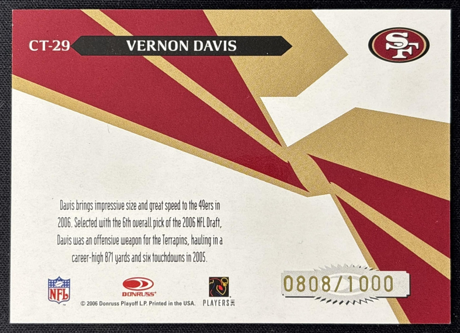 Vernon Davis Cross Training /1000 49ers back