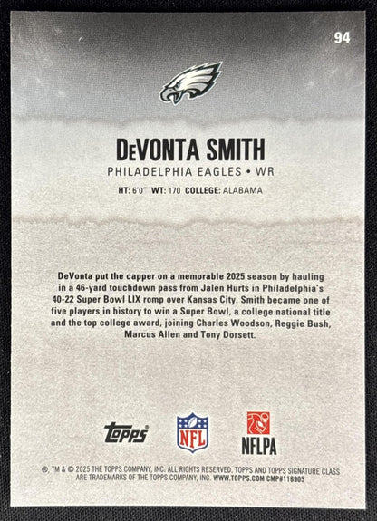 DeVonta Smith 2025 Topps Signature Class Chrome Veteran Eagles Sports Trading Cards