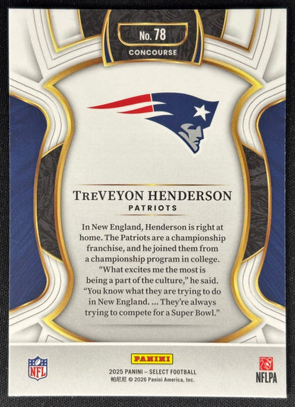 TreVeyon Henderson 2025 Select Concourse Patriots Sports Trading Card