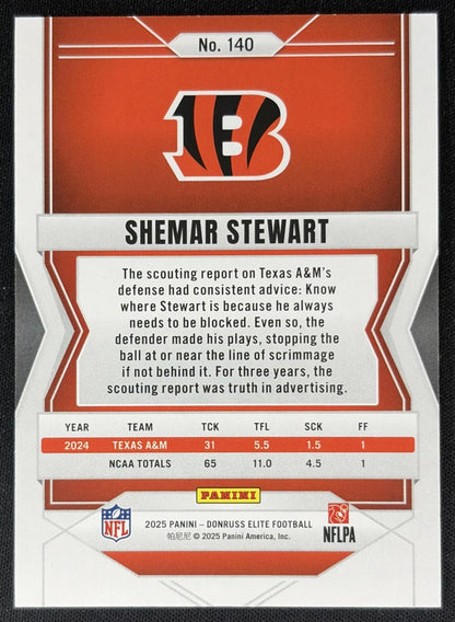 Shemar Stewart 2025 Panini Donruss Elite Rookies /999 Bengals back