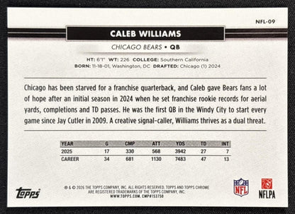 Caleb Williams 2026 Topps NSCC Collection NFL Orange Raywave /25 Bears Sports Trading Cards