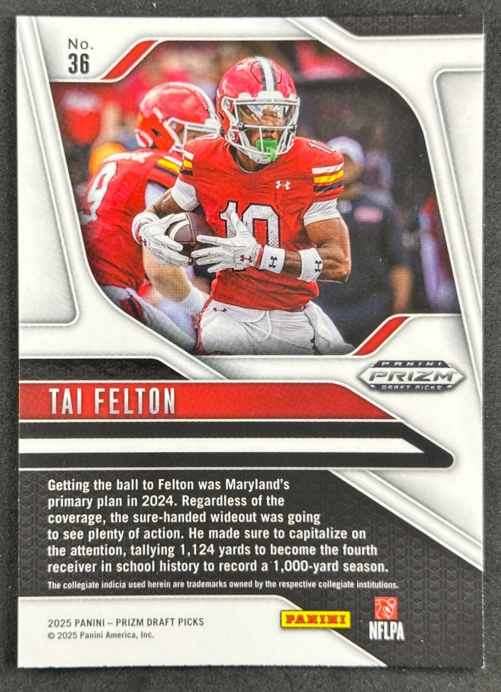 Tai Felton 2025 Panini Prizm Draft Picks Terrapins Vikings Sports Trading Cards