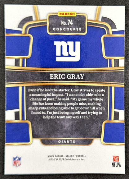 Eric Gray 2023 Panini Select Concourse Giants Back