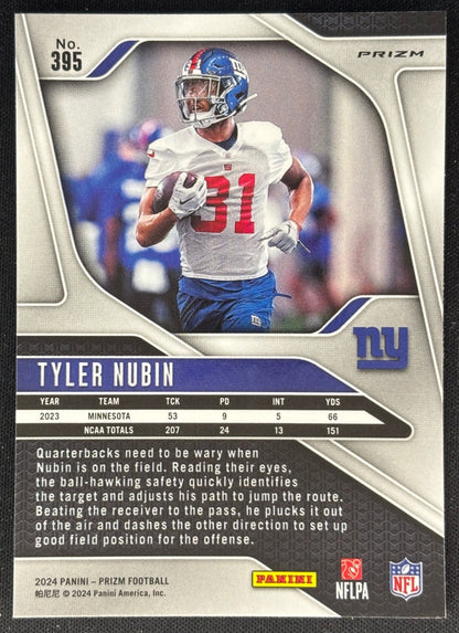 Tyler Nubin 2024 Panini Prizm Silver Giants Sports Trading Cards