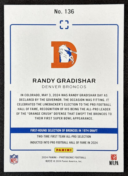 Randy Gradishar 2024 Panini Photogenic Orange /25 Broncos